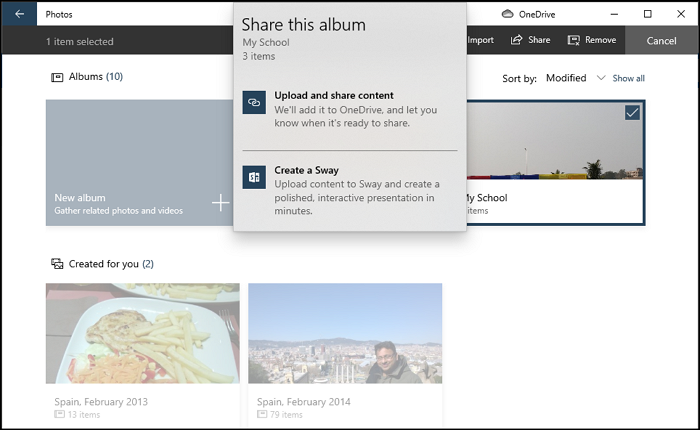 Share Photos App Album Windows