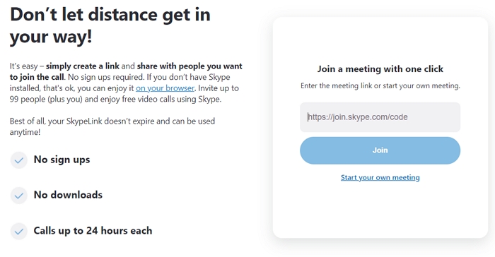 Join a skype mettting with one click