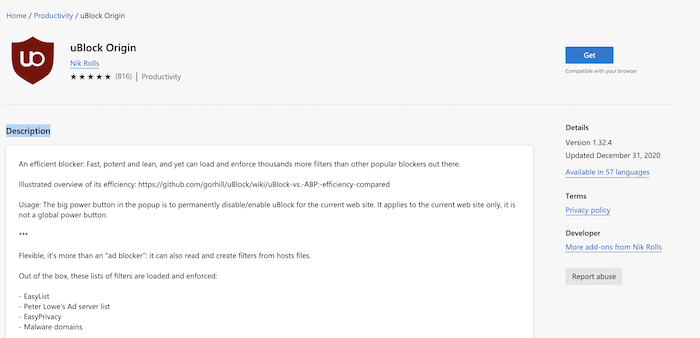 uBlock Origin 1.51.0 instal the new for windows