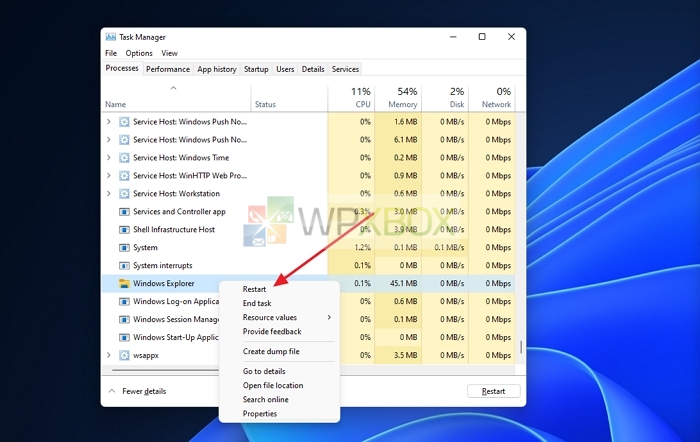Windows Restart File Explorer
