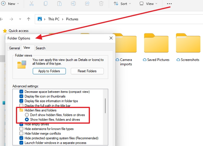 Show Hidden Files Folders File Explorer