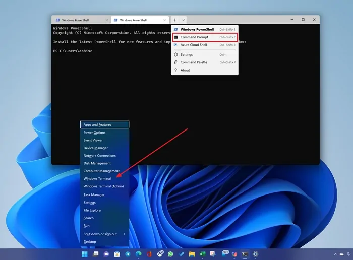 Open Windows Terminal Start Menu