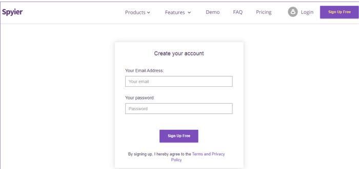 Spyier Login Step