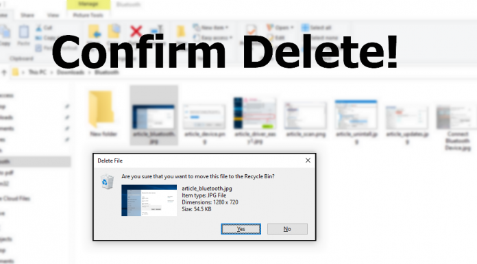 Delete Confirmation Dialogue Box Windows