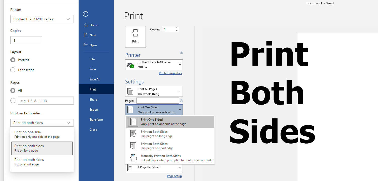 how to print double sided in word 2013