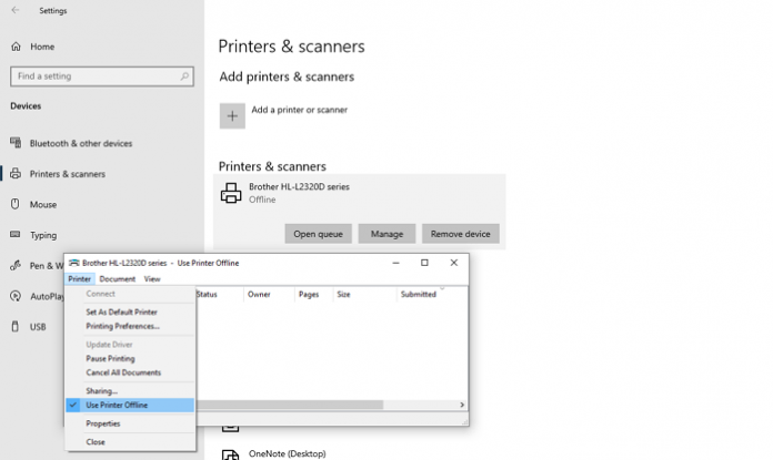 change printer status to online change printer status to online