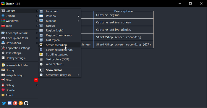 sharex record screen