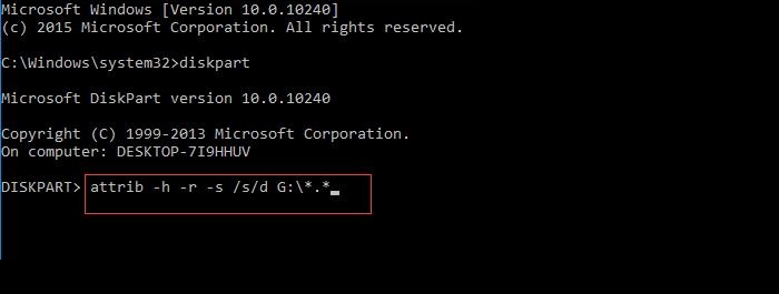 Unhide Files using Command Prompt