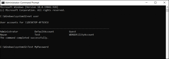 change password using command prompt