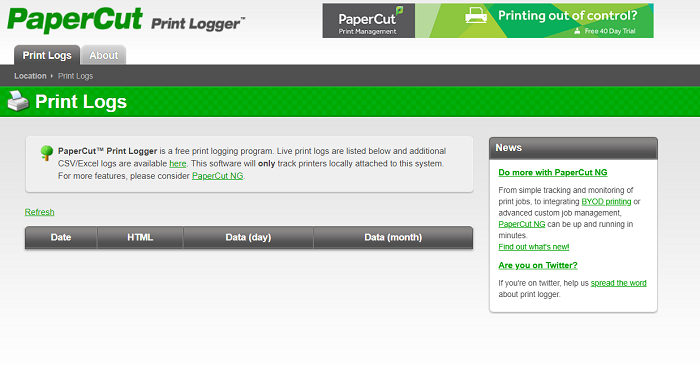 papercut print logger