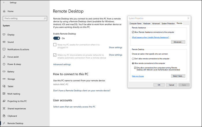 Enable Disable Remote Desktop Settings