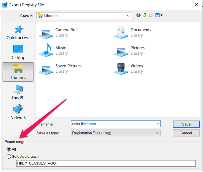 export registry file Windows