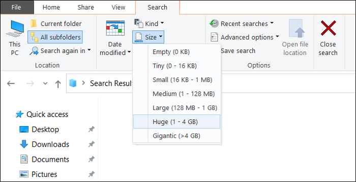 windows 10 search for large files windows 10 search for large files