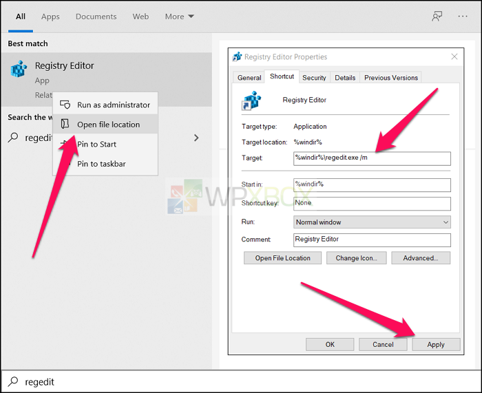 Change Target URI Registry Editor for multiple instances