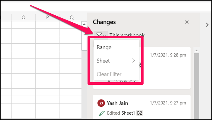Filter Tool, Changes Excel Online