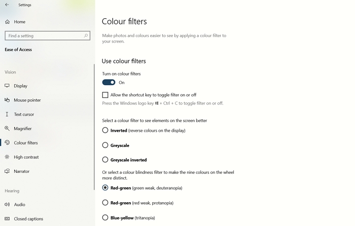 Windows 10 Color Filters