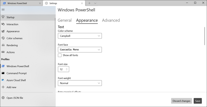 select font windows terminal