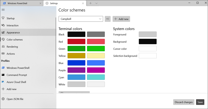 windows terminal color schemes