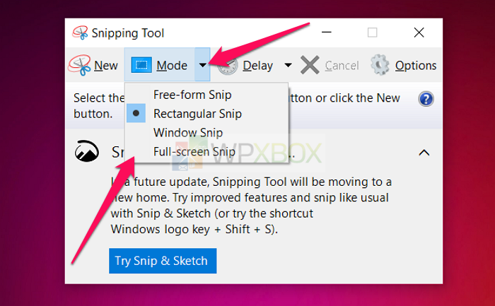Snipping Tool Modes