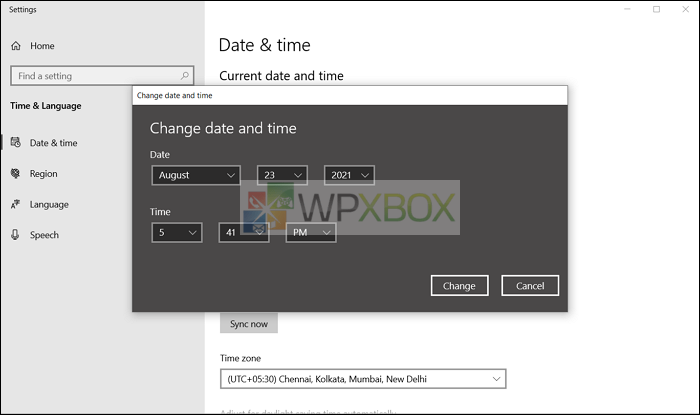 change time and date to fix vpn connecting issue