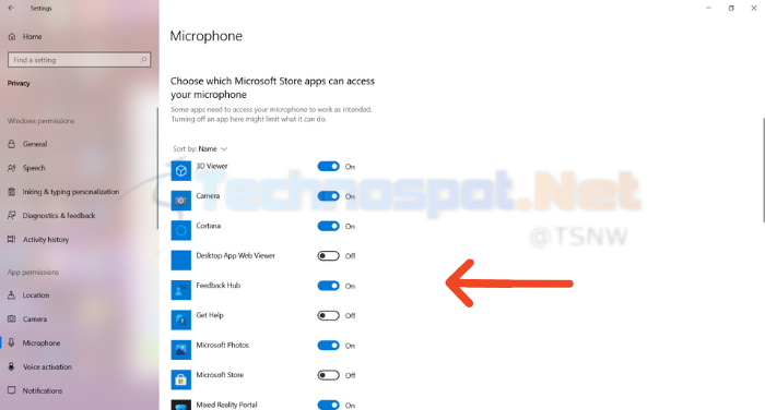 check microphone access for apps in windows