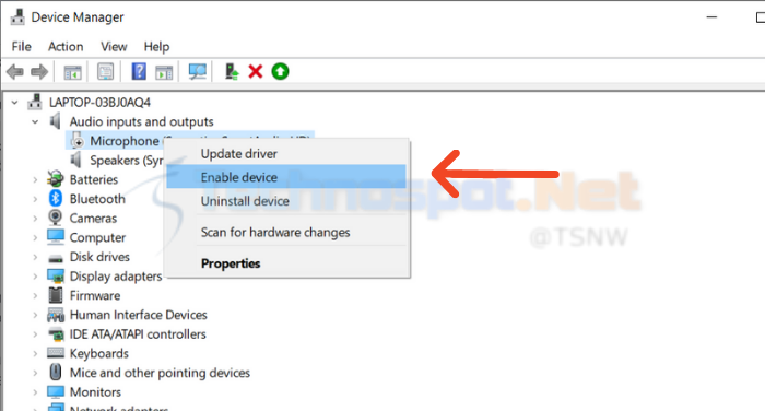 enable disable microphone in windows using deivce managerble microphone in windows