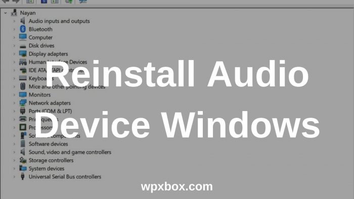 reinstall audio device Windows