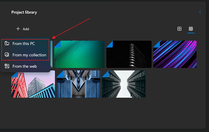 Add Photos and videos to your video editor