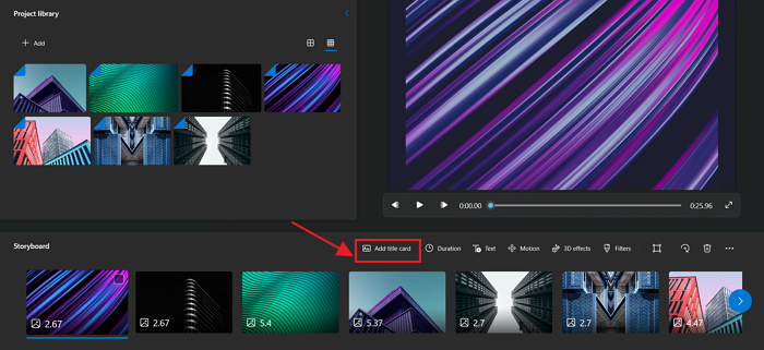 Add Title Card In Windows Photos App video editor