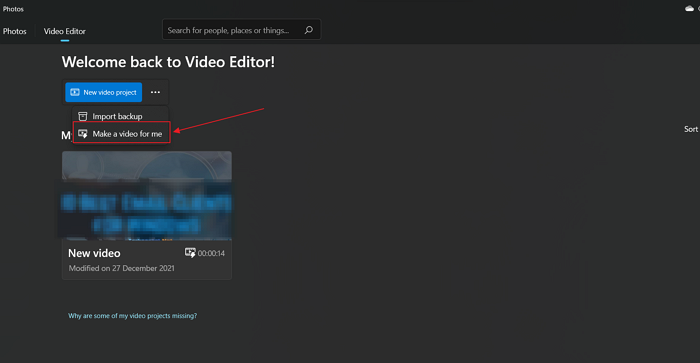 Create videos automatically on Windows Photos app