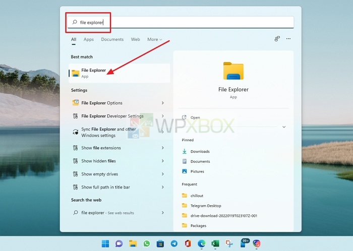 Open File Explorer from Search