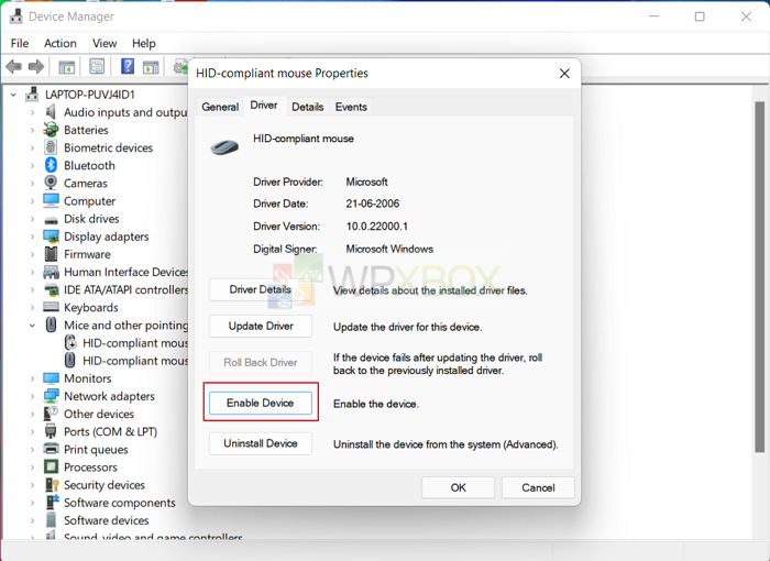 Enable Mouse In Windows Device Manager