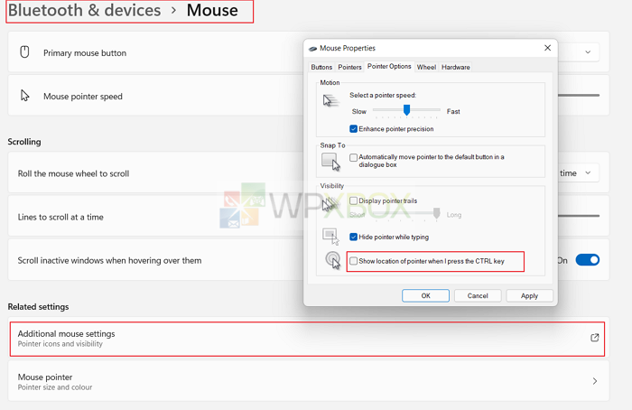 Show Mouse Pointer Location With Ctrl key
