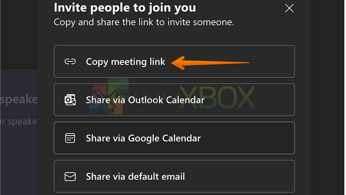 Choose Copy Meeting Link in Microsoft Teams