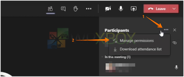Click on Manage Permissions in Teams App