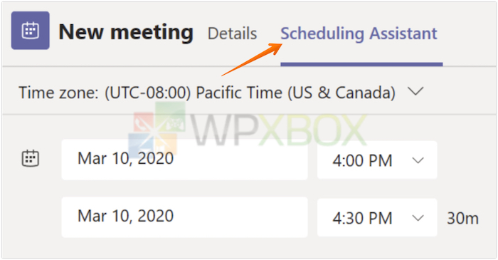 Click on Scheduling Assistant in Teams App