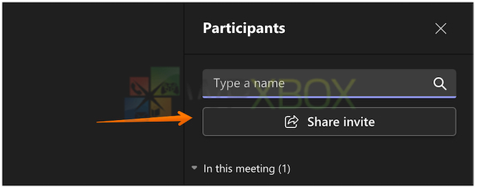 Click on Share Invite Button in Teams App