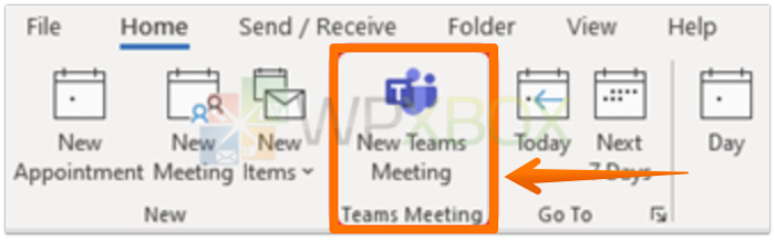 Select New Teams Meeting in Outlook App