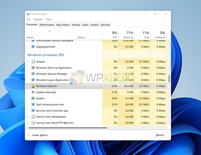 Restart File Explorer in Windows