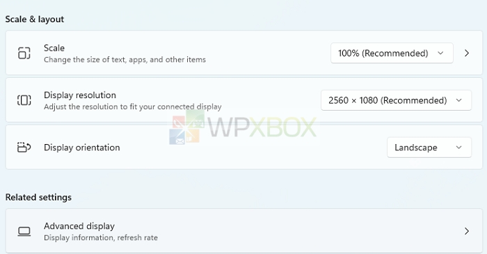 display scale and layout Windows