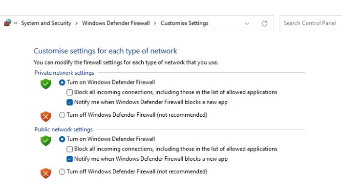 Customize Windows Firewall Settings