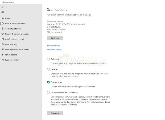 Custom Scan Windows Security