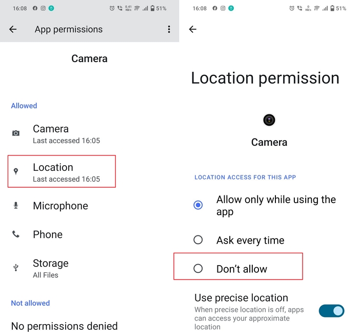 Camera App Permission Android