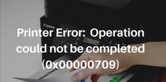 Printer Error Operation Could Not Be Completed 0x00000709