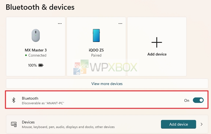 Turn Bluetooth on Windows PC