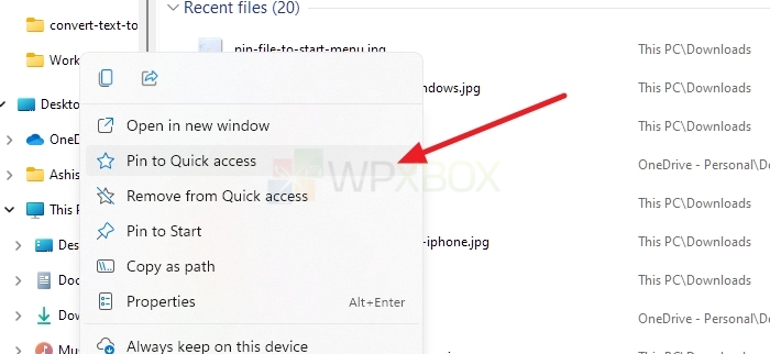 Pin Folder to Quick Access