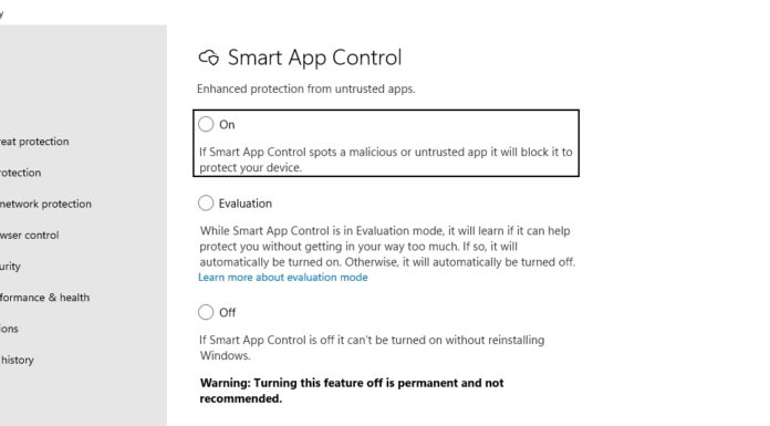 Smart App Control Windows