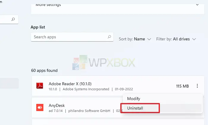 Uninstall Problematic Applications From Windows Settings