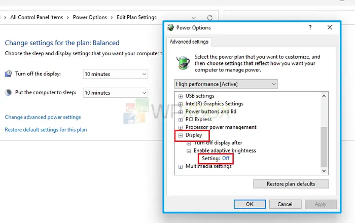 Change Power Options Windows