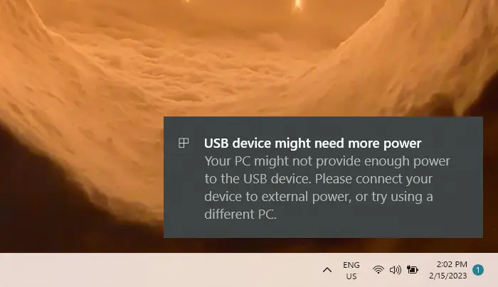 USB device might need more power